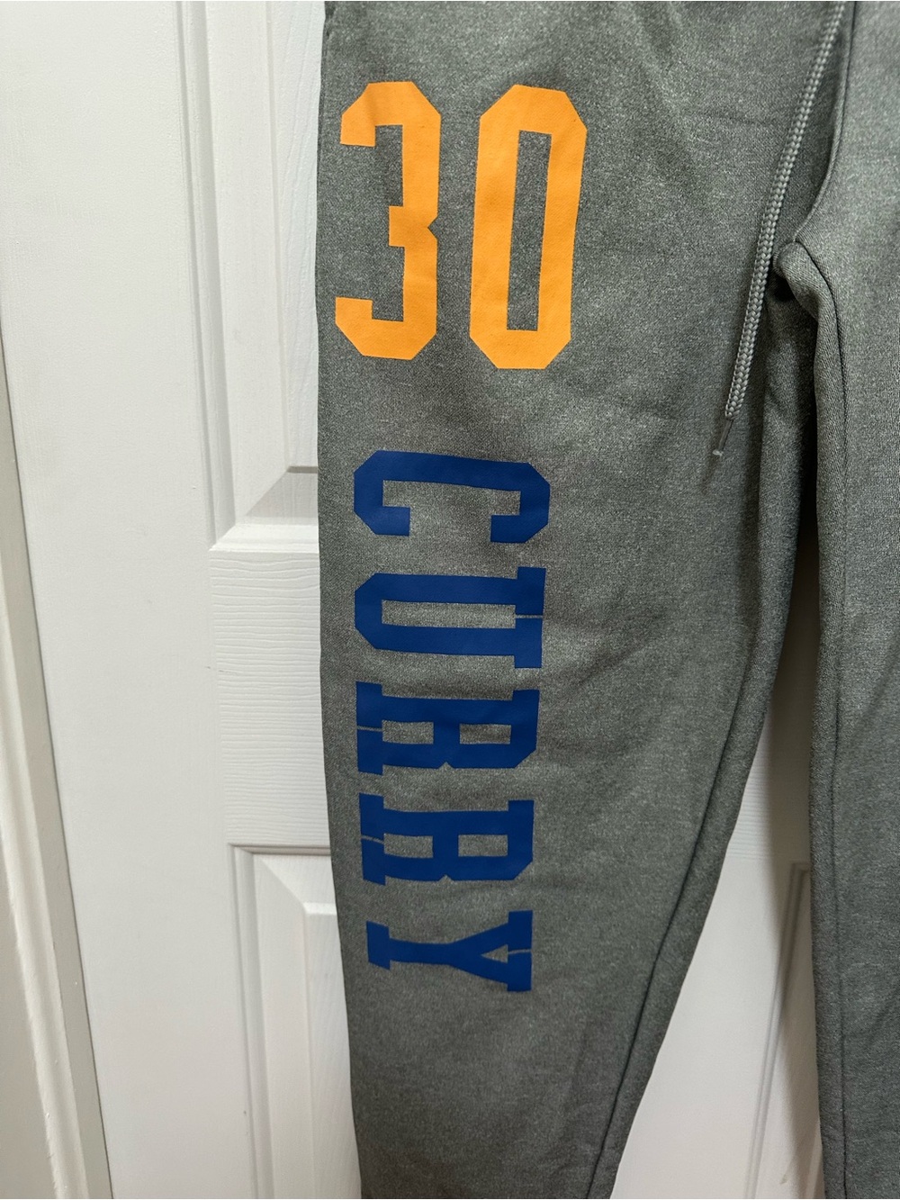 0345 NBA Gray Sweatpants with Blue and Gold 'Curry 30' Graphics size medium - Picture 3 of 10